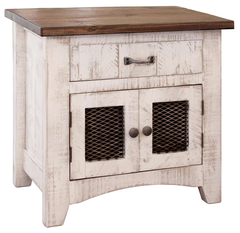 Pueblo White 1 Drawer Nightstand - From Where - 