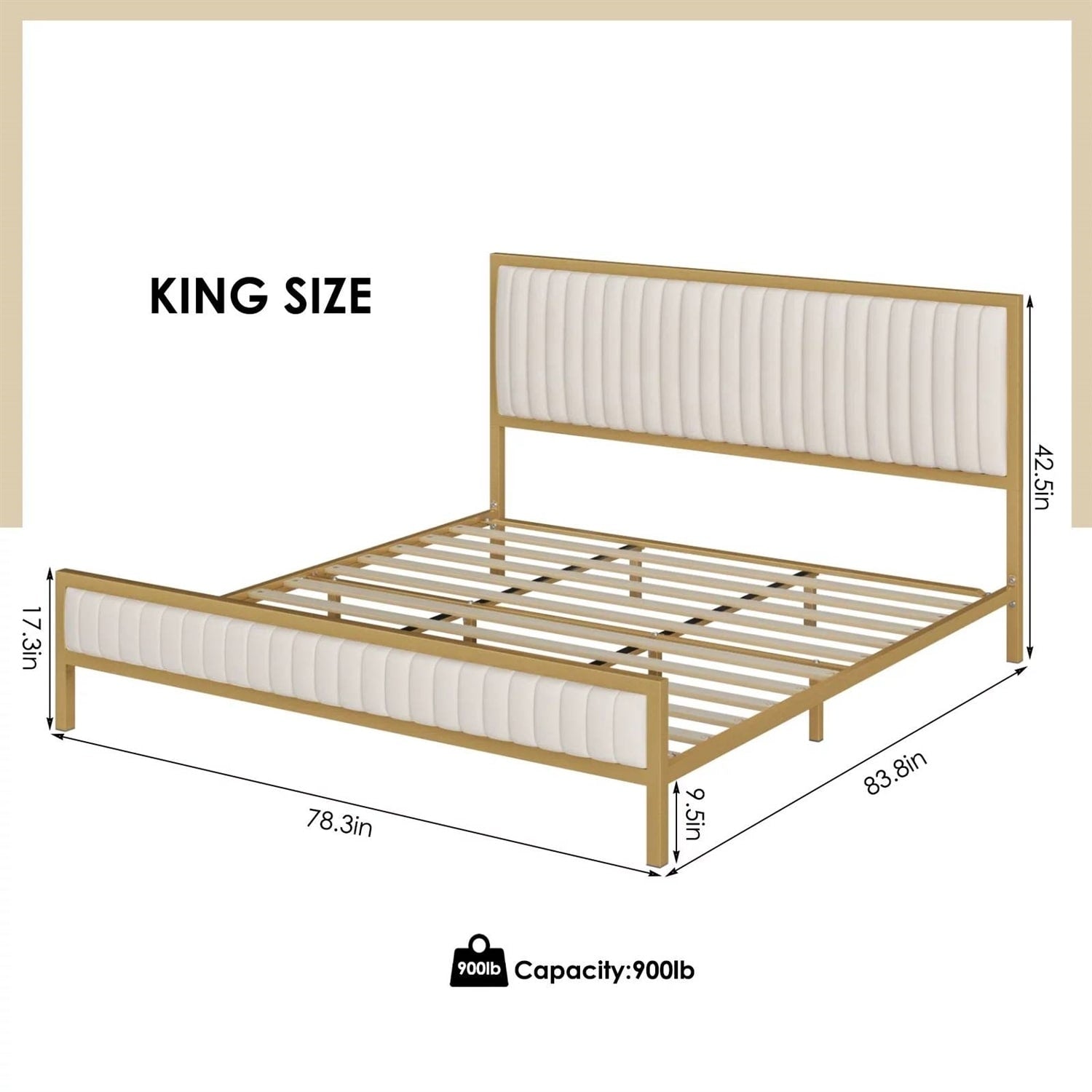 Queen Metal Bed Frame with Headboard - From Where - 