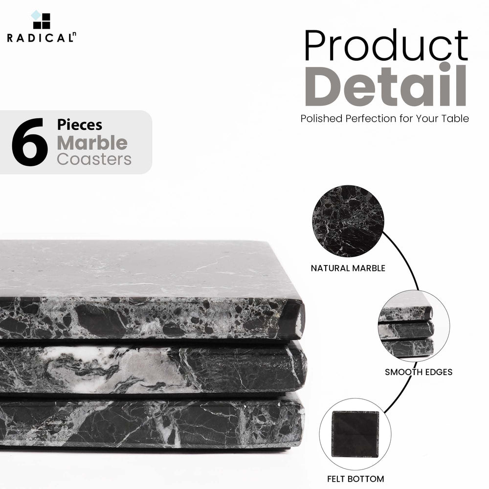 Radicaln Marble Coasters Square 3.5" Inches - From Where - 