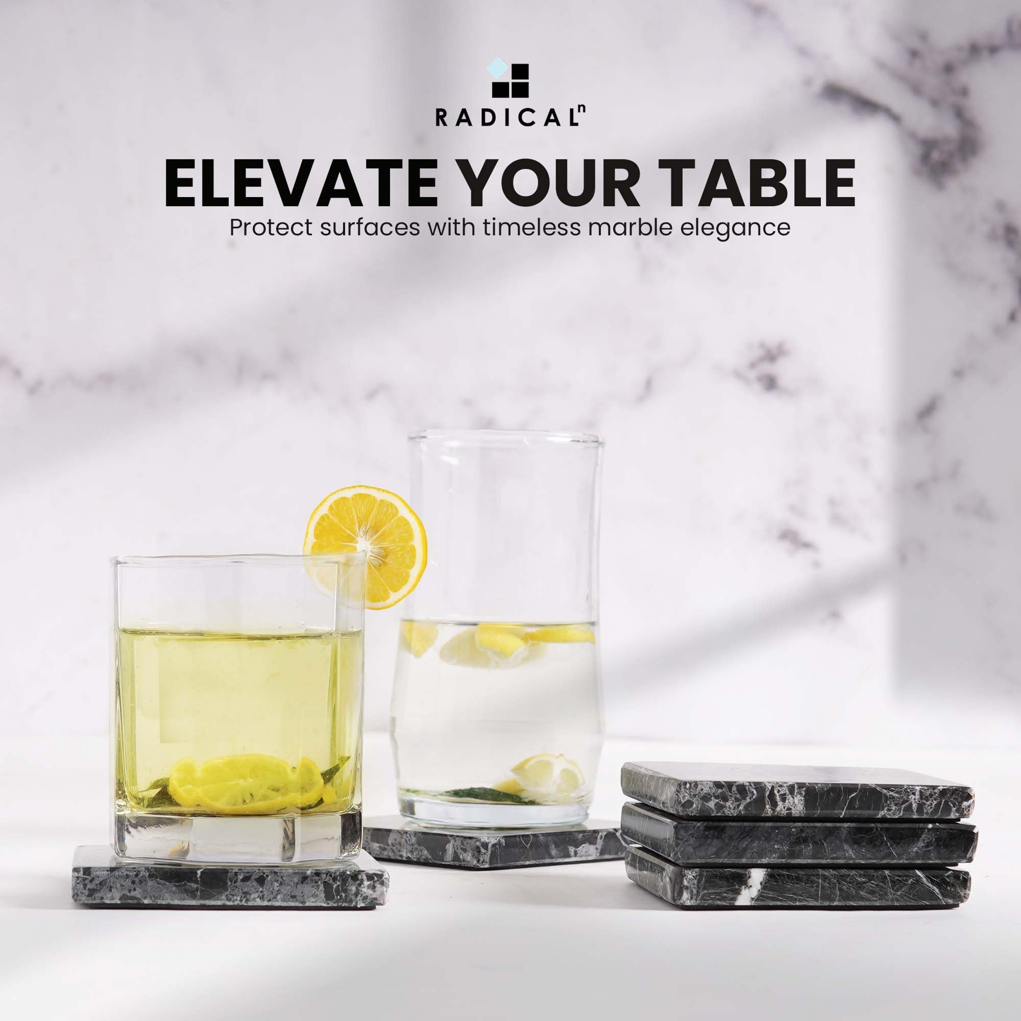 Radicaln Marble Coasters Square 3.5" Inches - From Where - 