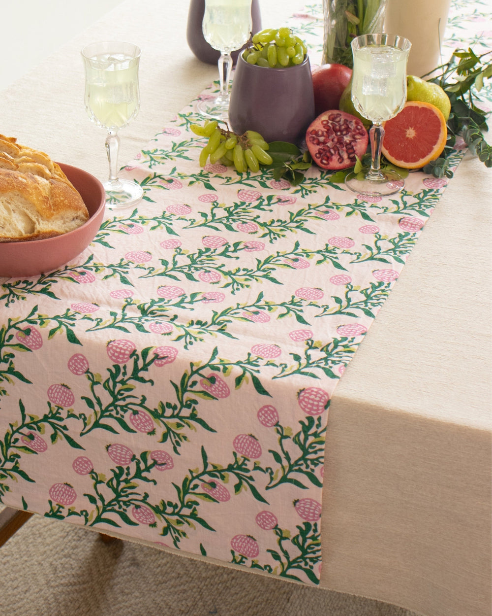 Rasa Pure Linen Hand - Printed Table Runner - From Where Finds - 