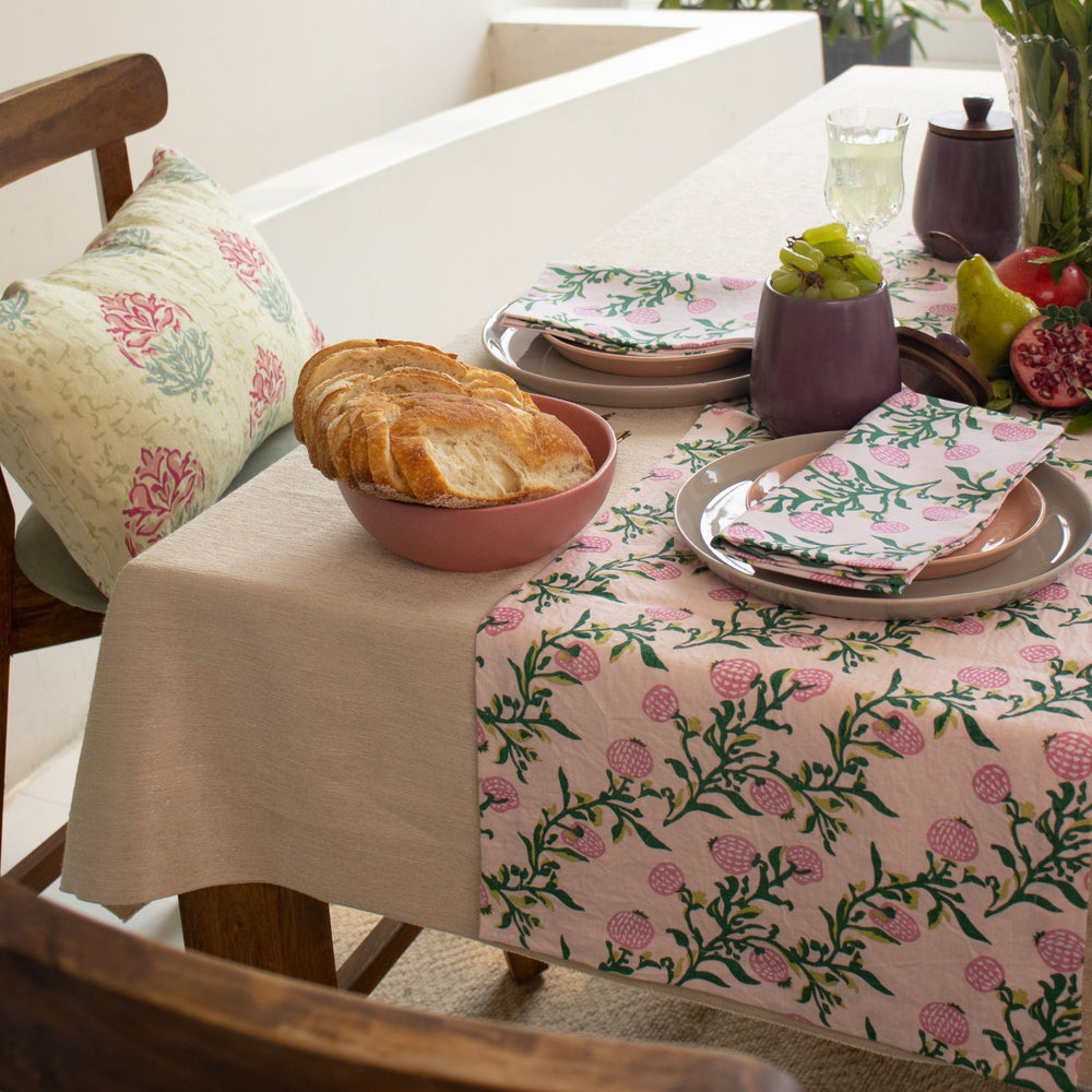 Rasa Pure Linen Hand - Printed Table Runner - From Where Finds - 