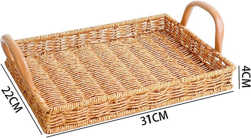 Rattan Braided Serving Tray with Handles - From Where - 
