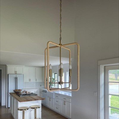 Rattan Lantern Ceiling Pendant Brass - From Where - 
