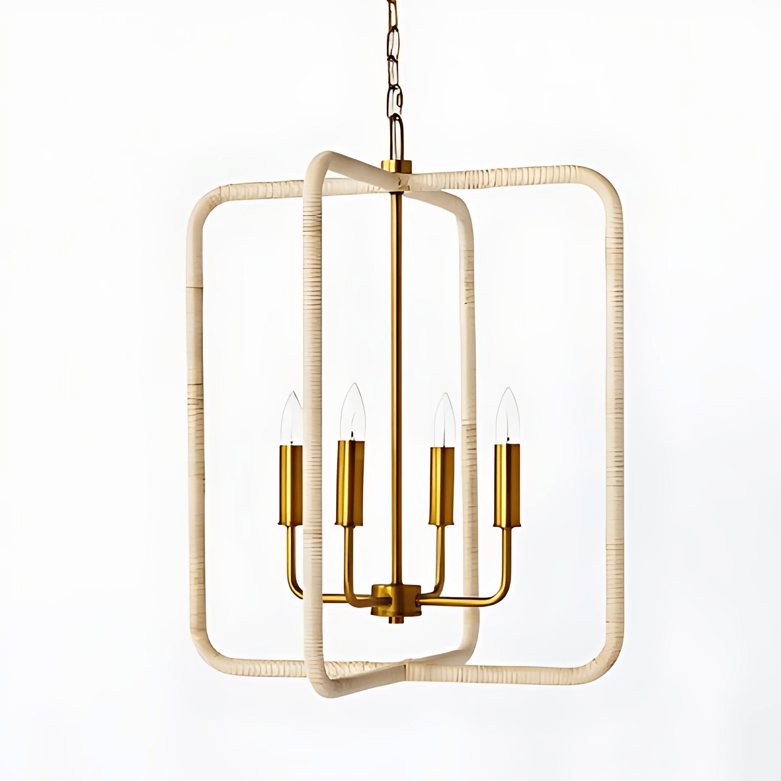 Rattan Lantern Ceiling Pendant Brass - From Where - 
