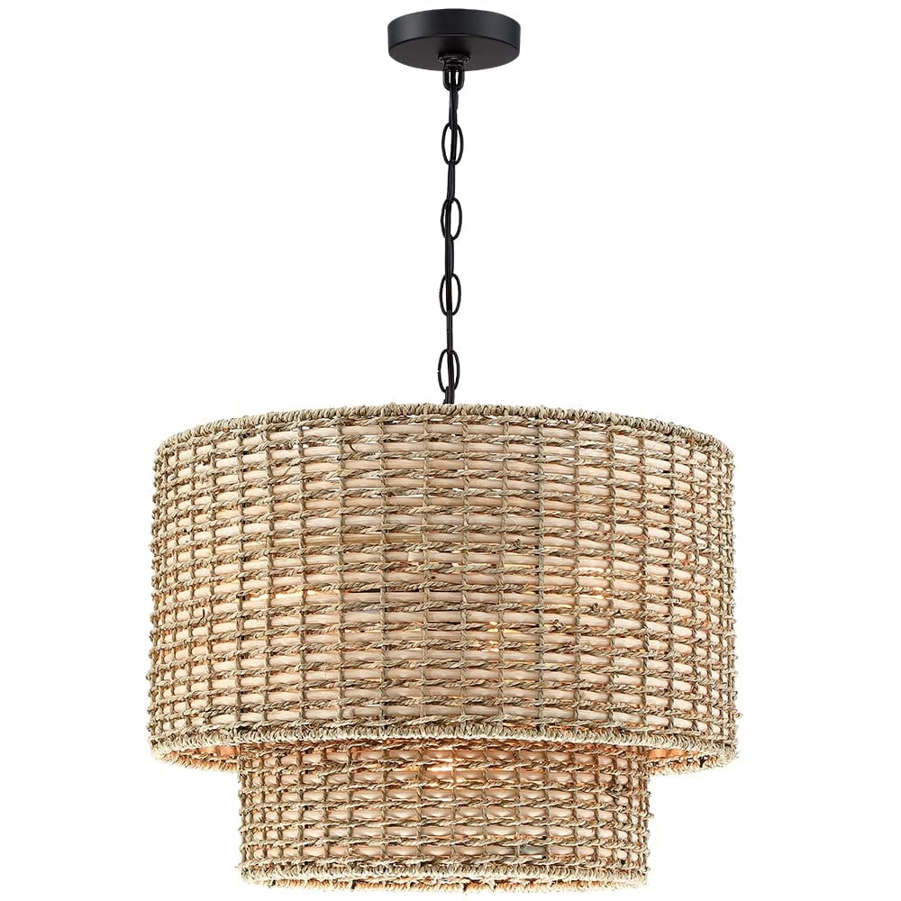 Rattan Tiered Drum Chandelier - From Where - 