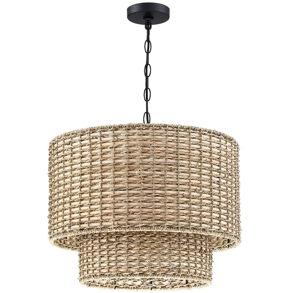 Rattan Tiered Drum Chandelier - From Where - 
