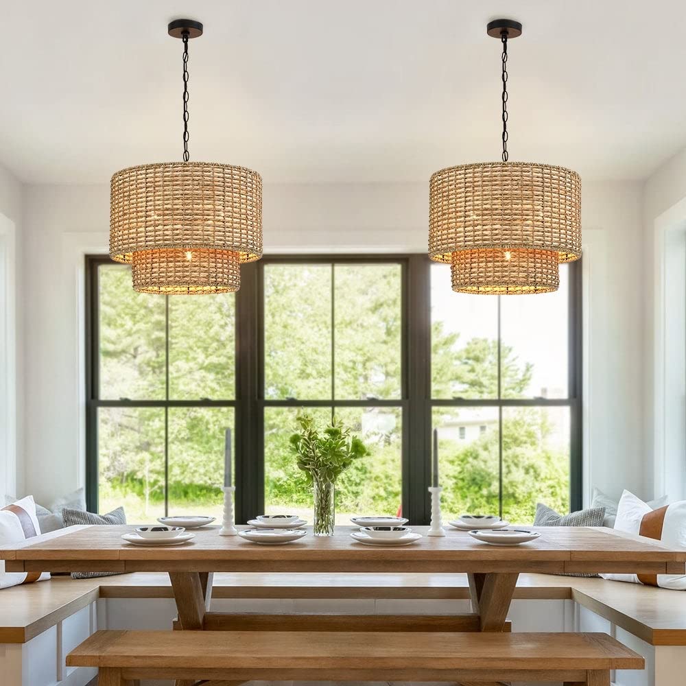 Rattan Tiered Drum Chandelier - From Where - 