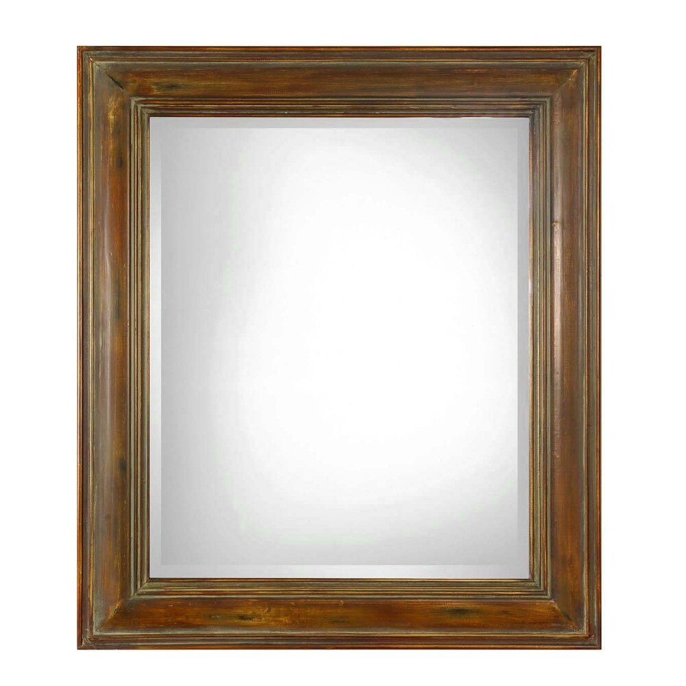 Rectangular Beveled Wood Framed Mirror - From Where - 