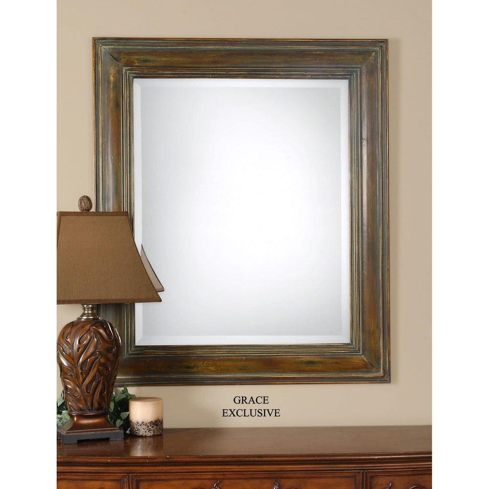 Rectangular Beveled Wood Framed Mirror - From Where - 