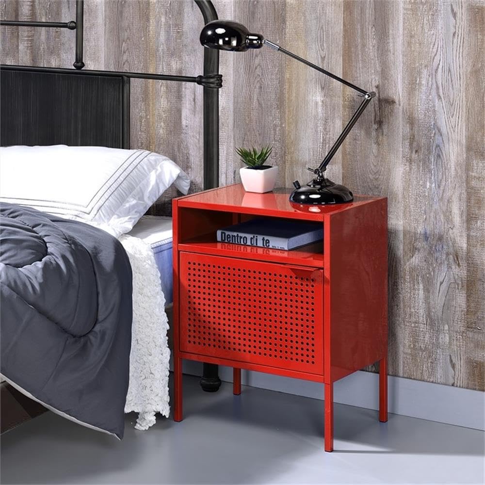Red Metal Bedside Nightstand - From Where - 