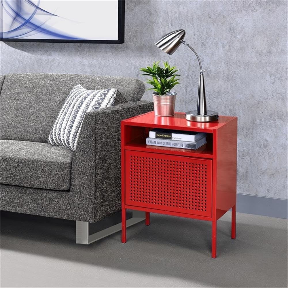 Red Metal Bedside Nightstand - From Where - 