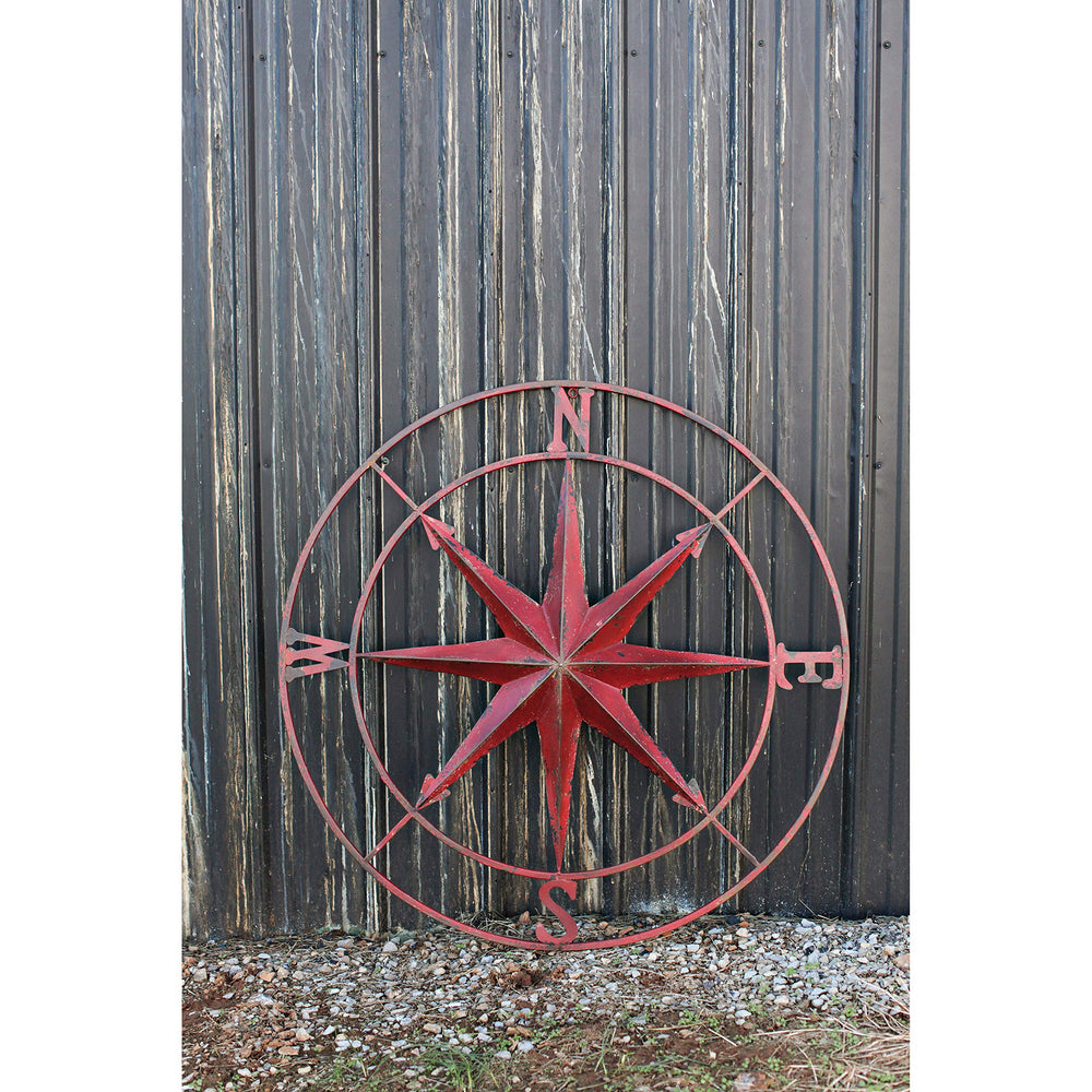 Red Metal Compass Wall Décor - From Where - 