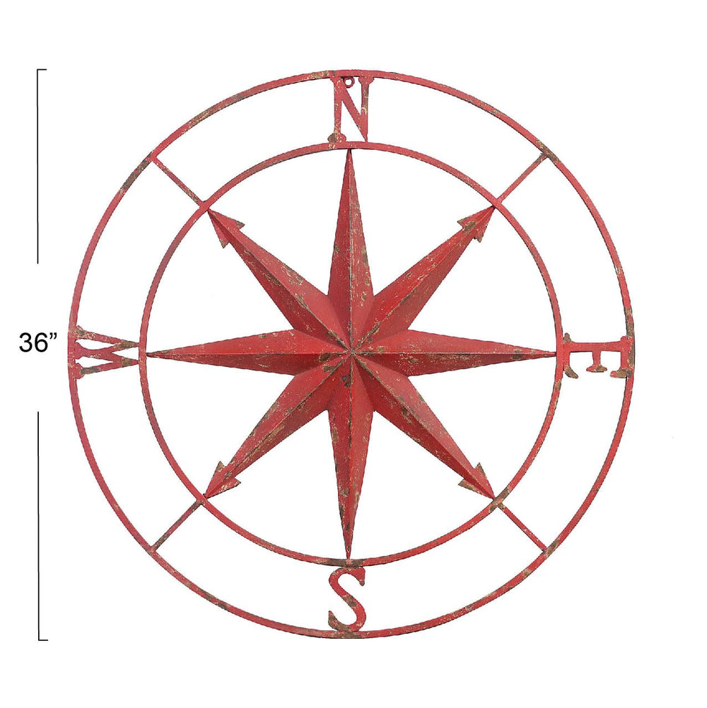 Red Metal Compass Wall Décor - From Where - 