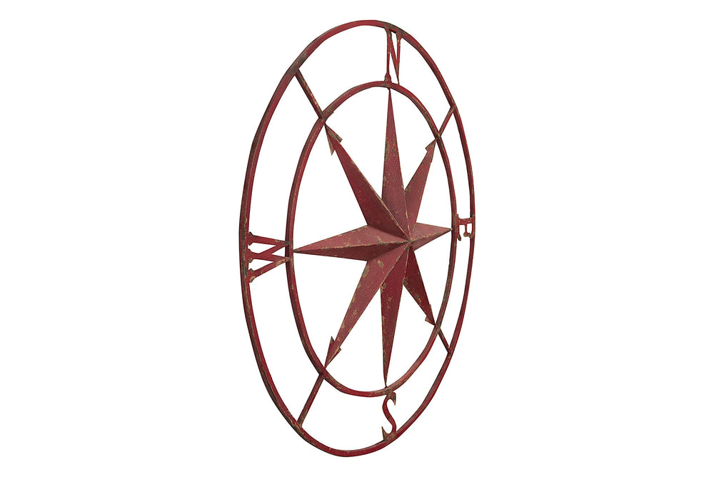 Red Metal Compass Wall Décor - From Where - 