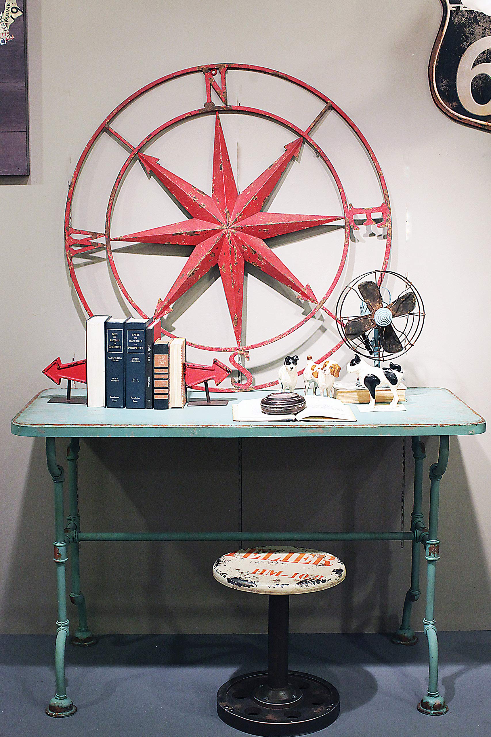 Red Metal Compass Wall Décor - From Where - 