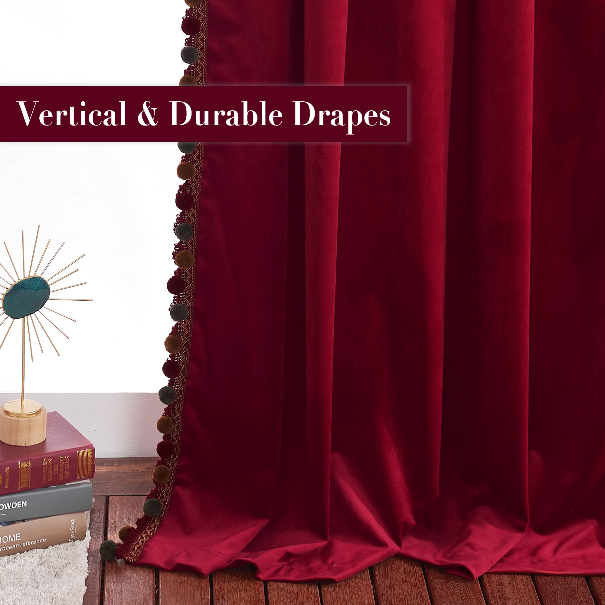 Red Pompom Velvet Curtains - From Where - 