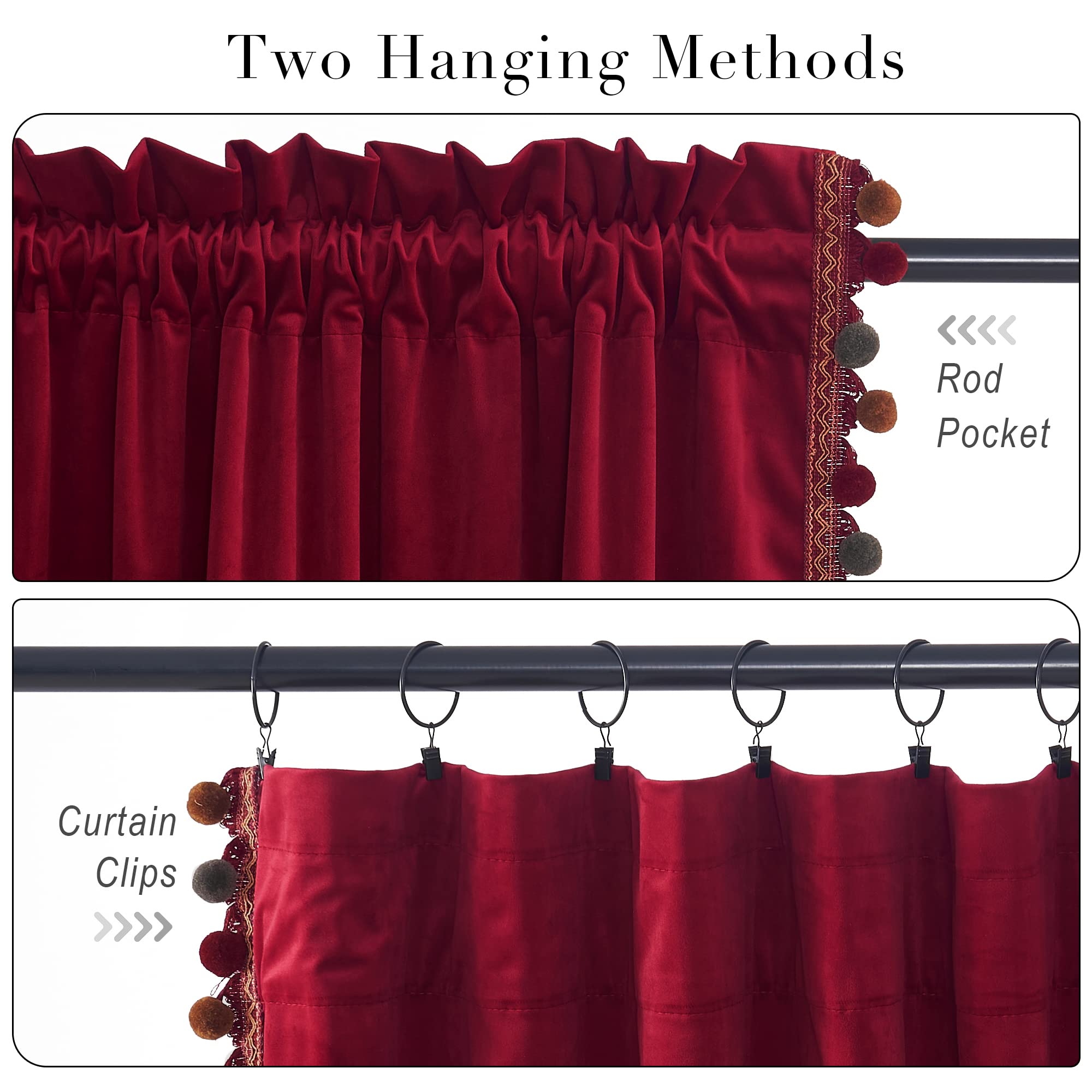 Red Pompom Velvet Curtains - From Where - 