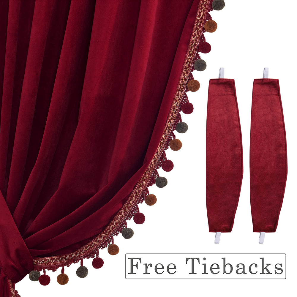 Red Pompom Velvet Curtains - From Where - 