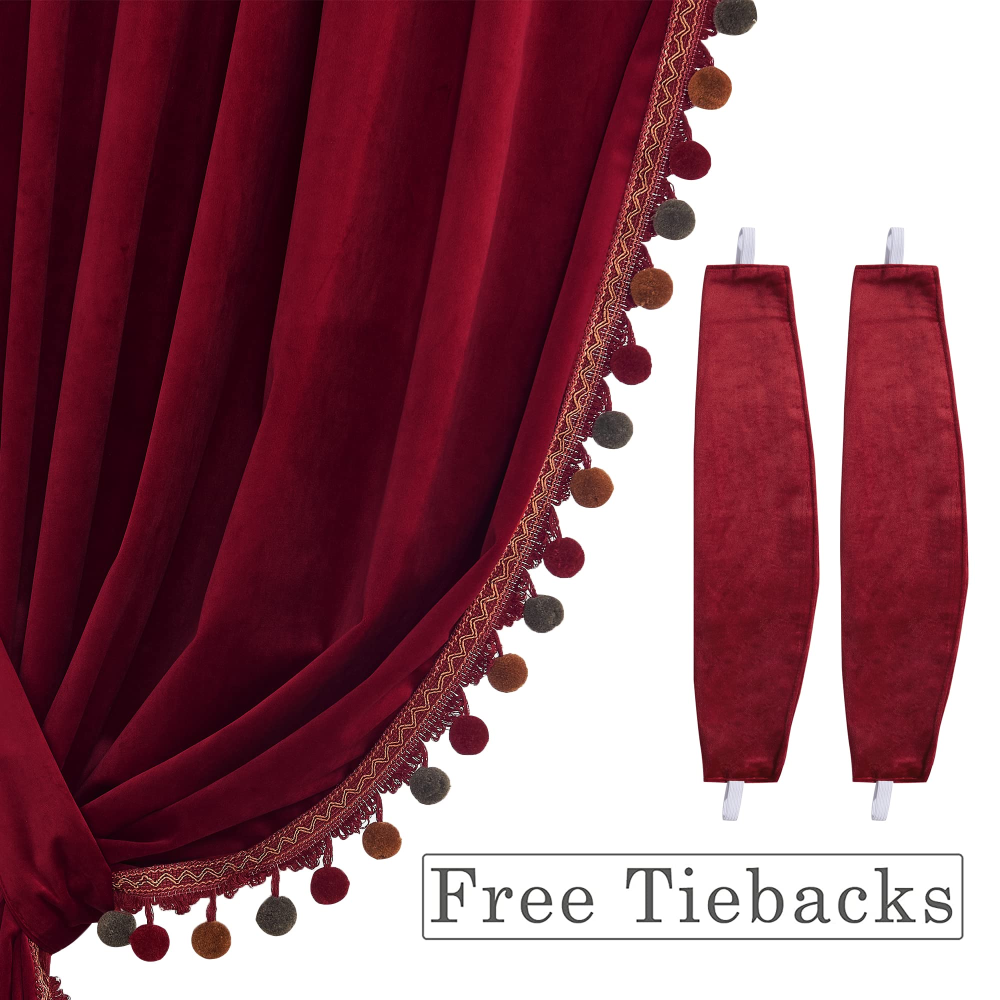 Red Pompom Velvet Curtains - From Where - 