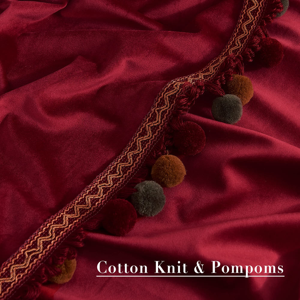 Red Pompom Velvet Curtains - From Where - 