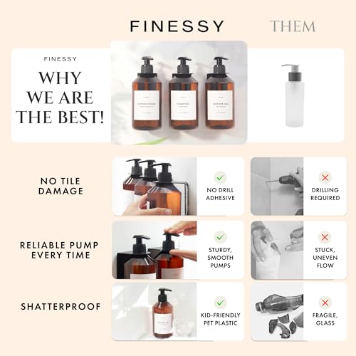 Refillable Shampoo and Conditioner Dispenser Wall Bottles with Pump - From Where - 