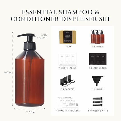 Refillable Shampoo and Conditioner Dispenser Wall Bottles with Pump - From Where - 