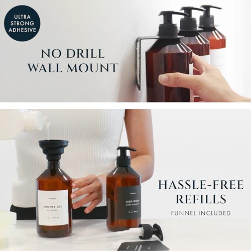 Refillable Shampoo and Conditioner Dispenser Wall Bottles with Pump - From Where - 