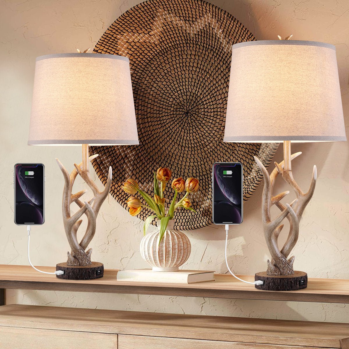 Resin Antler Table Lamp (Set of 2) - From Where - 