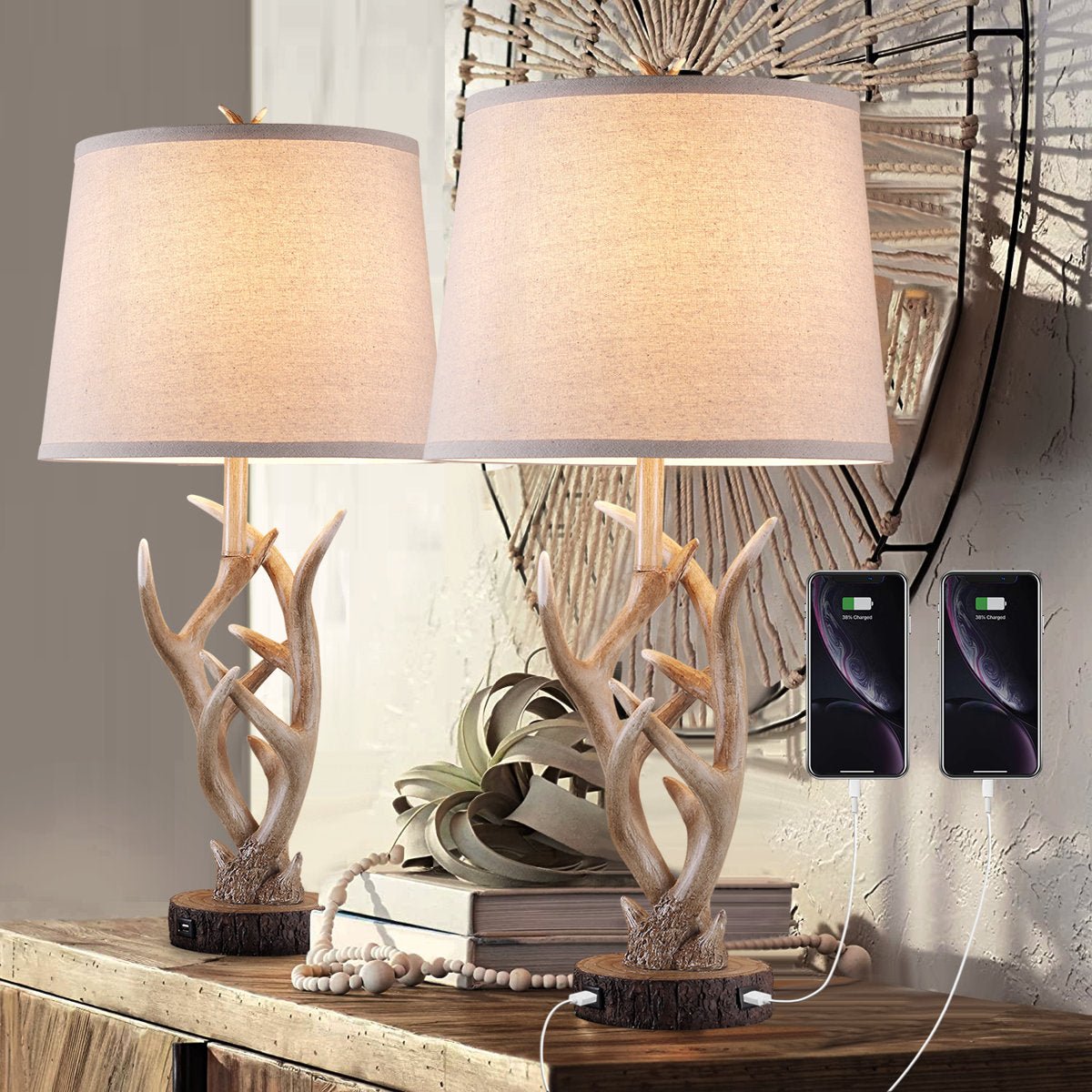 Resin Antler Table Lamp (Set of 2) - From Where - 