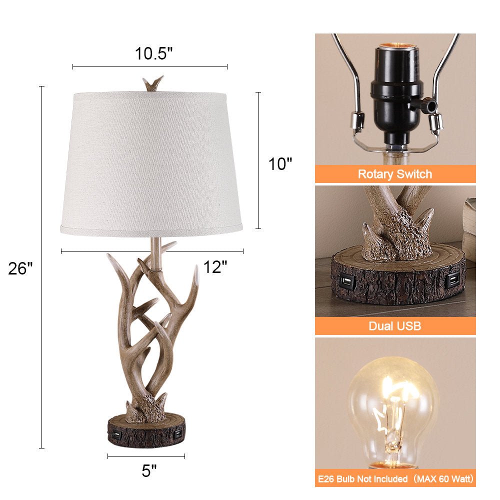 Resin Antler Table Lamp (Set of 2) - From Where - 