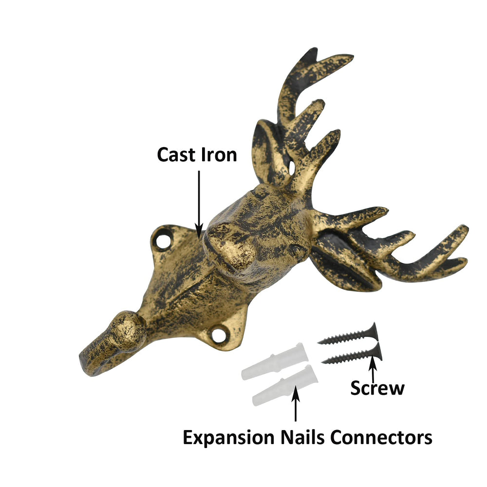 Retro Brass Deer Head Hooks - From Where - 