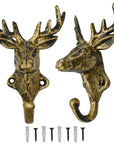 Retro Brass Deer Head Hooks - From Where - 