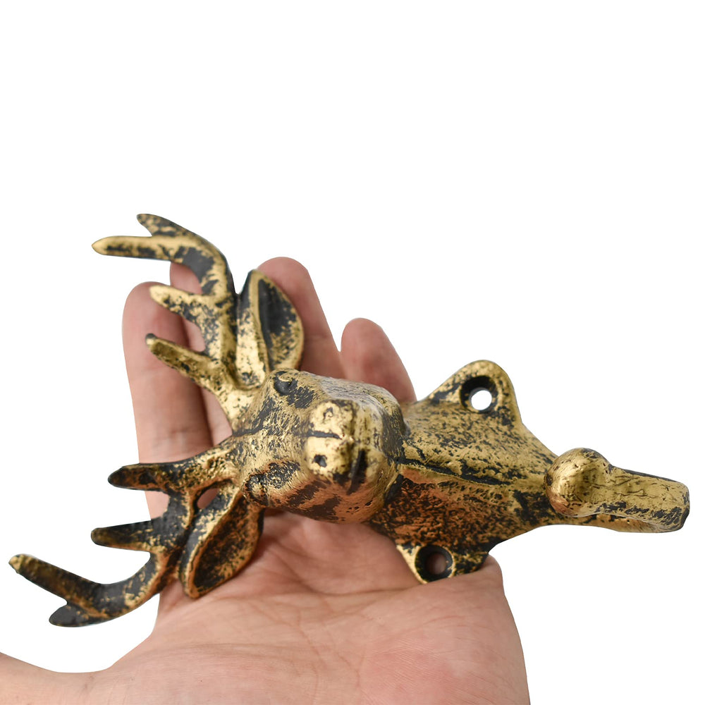 Retro Brass Deer Head Hooks - From Where - 