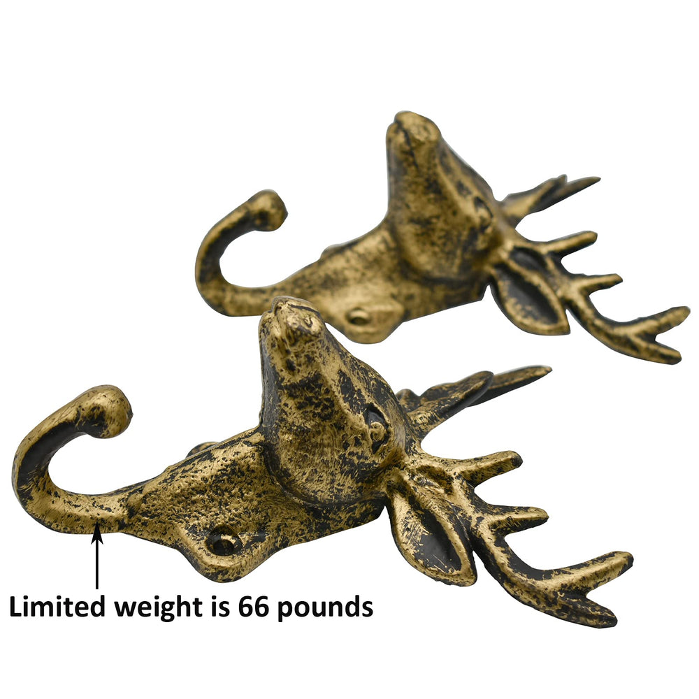 Retro Brass Deer Head Hooks - From Where - 
