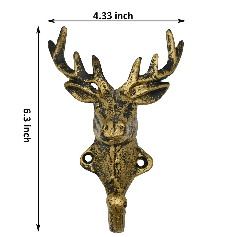 Retro Brass Deer Head Hooks - From Where - 
