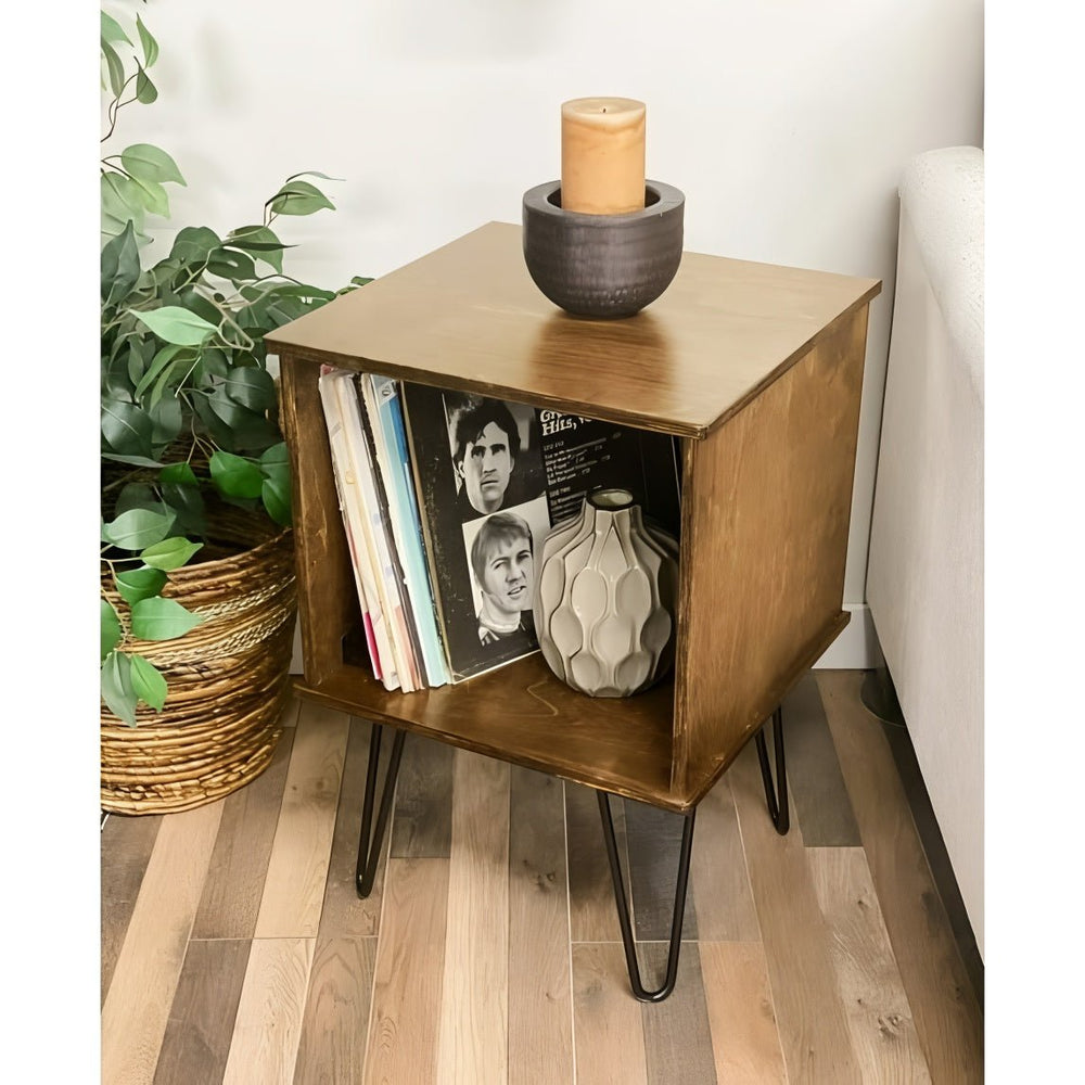 Retro End Table with Album Storage - From Where -