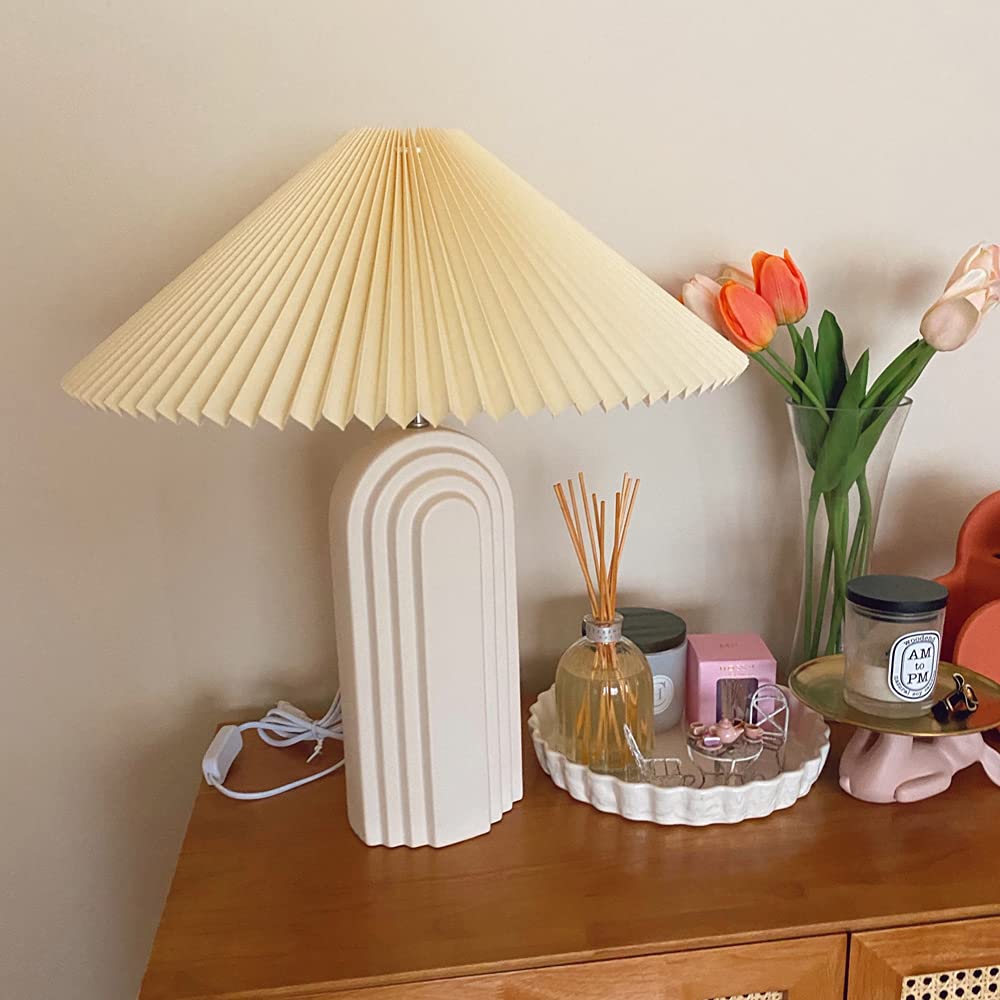 Retro Table Lamp with Fabric Lampshade - From Where - 