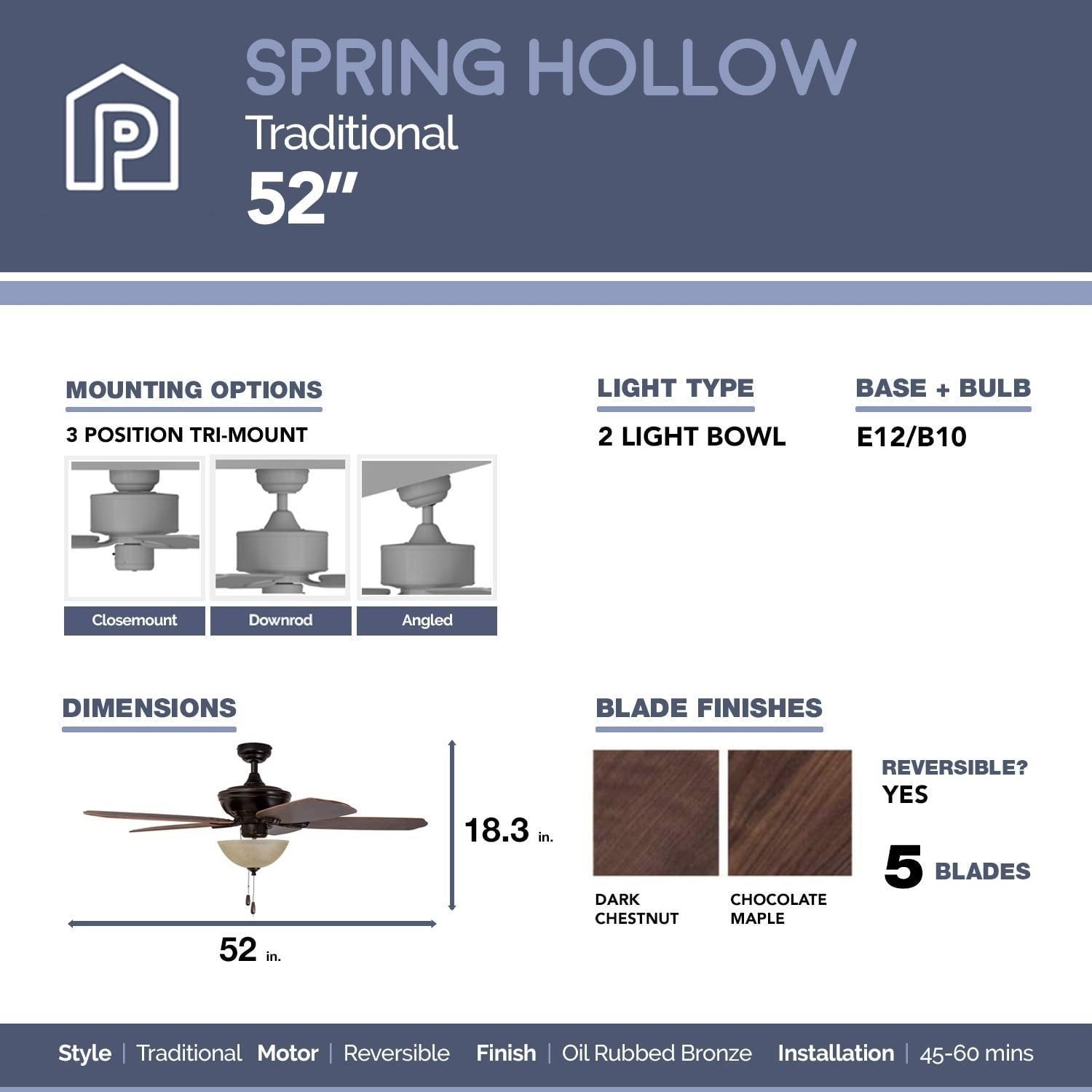 Reversible Spring Hollow Ceiling Fan - From Where - 