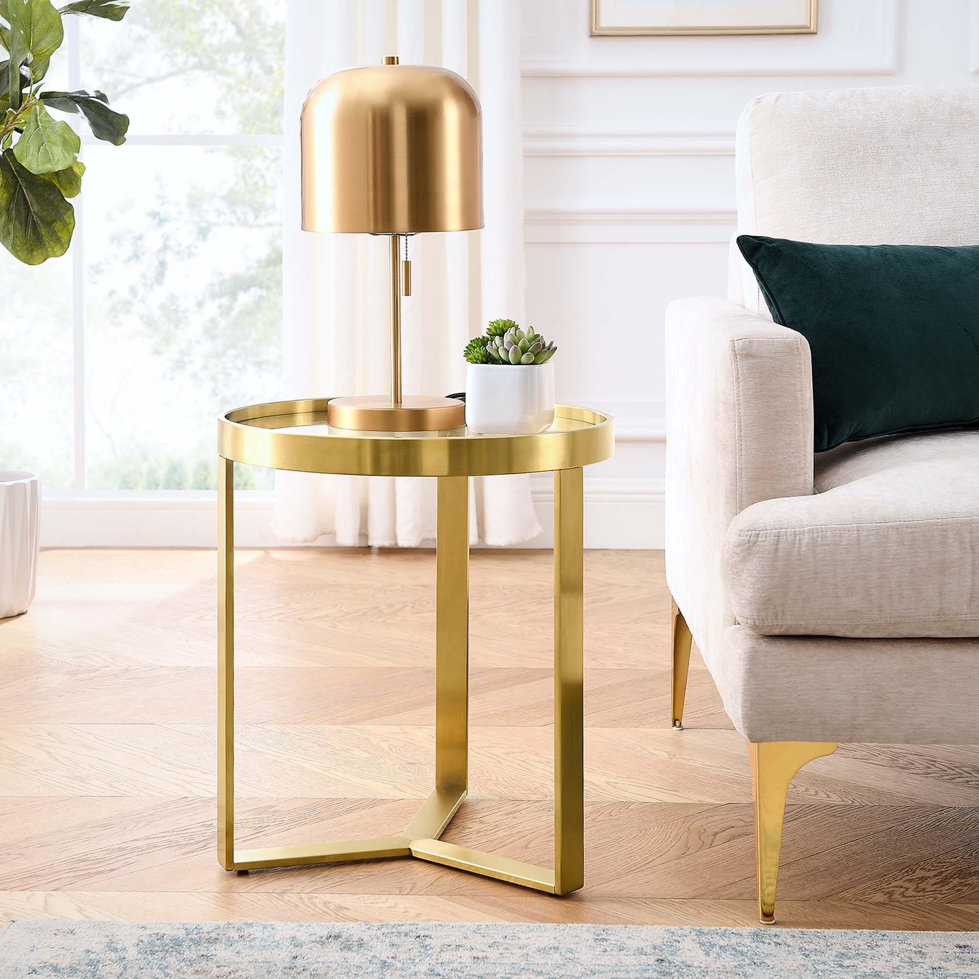 Riley Gold Accent Table - From Where - 
