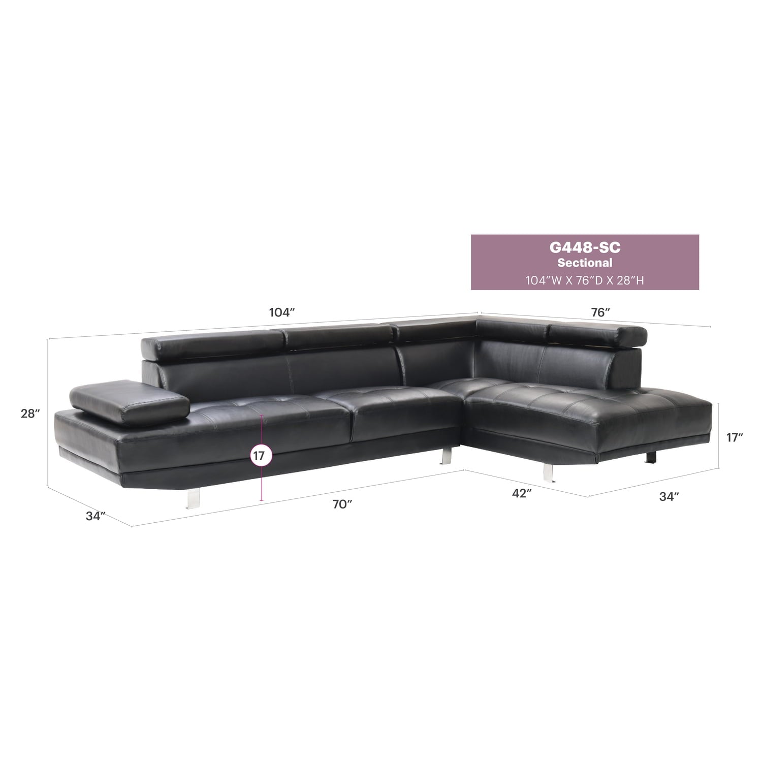 Riveredge Faux Leather Sectional - From Where - 