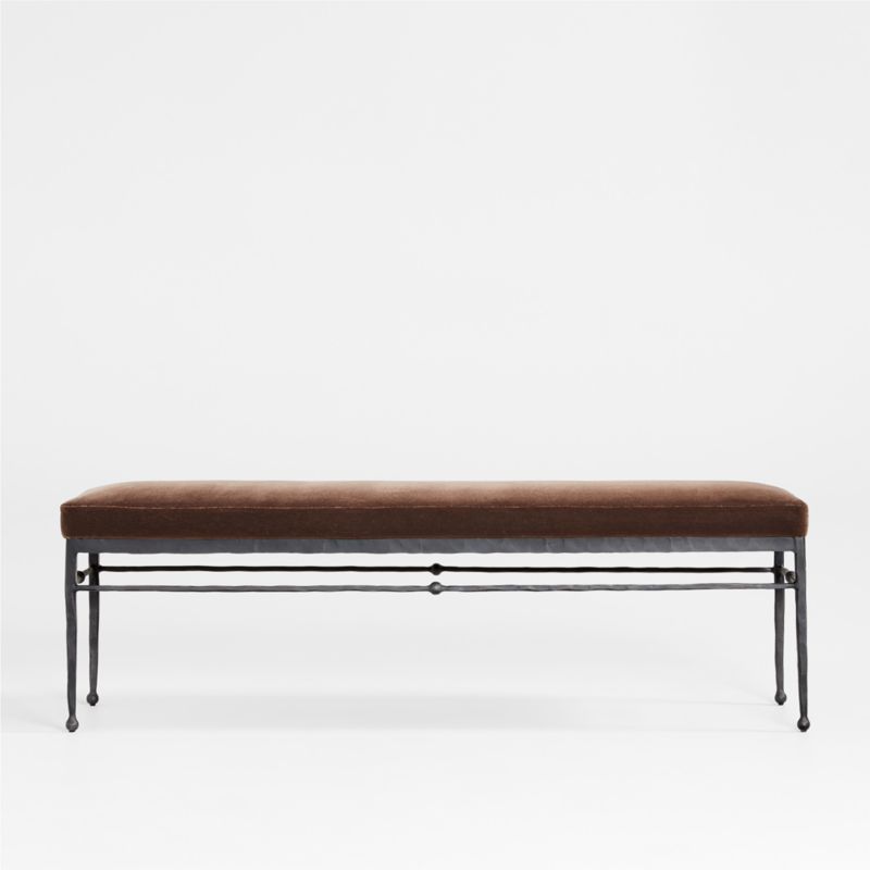 Rodin Brown Velvet Bench - From Where - 