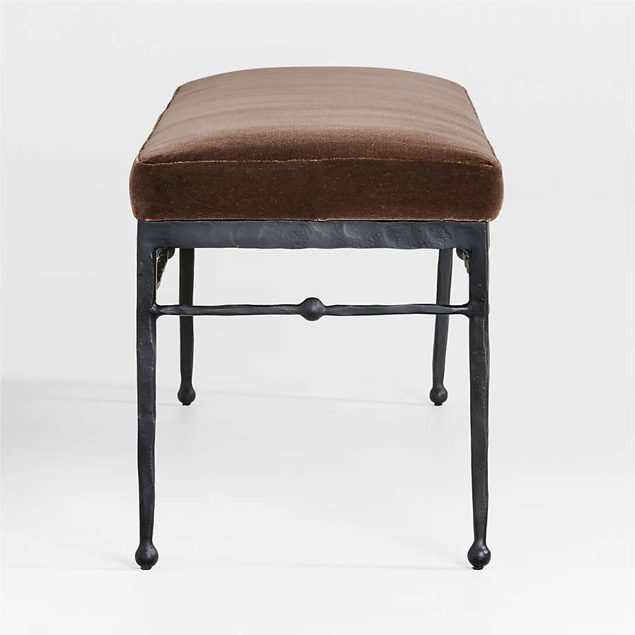 Rodin Brown Velvet Bench - From Where - 