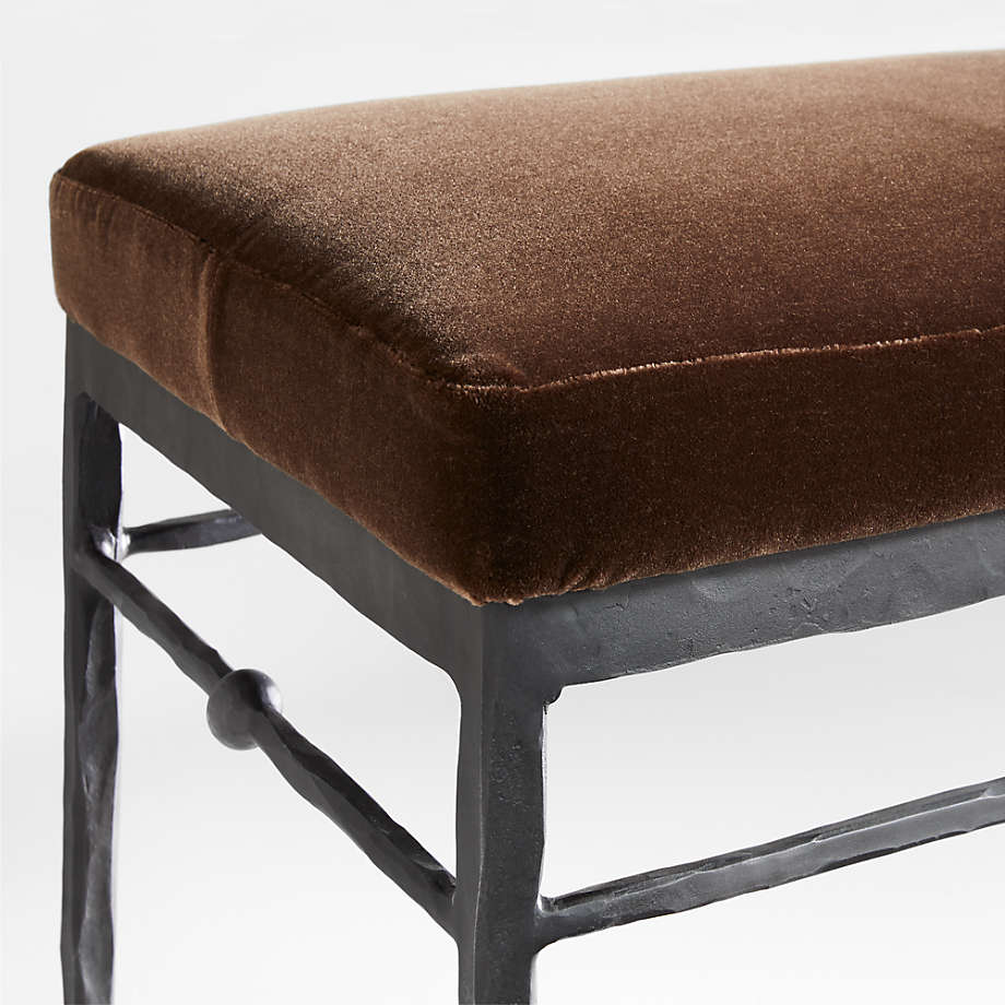 Rodin Brown Velvet Bench - From Where - 
