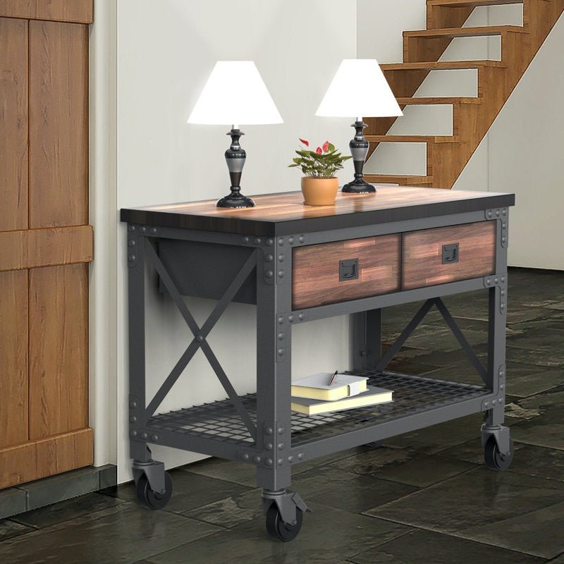Rolling 48"W Butcher Block Top Workbench - From Where - 