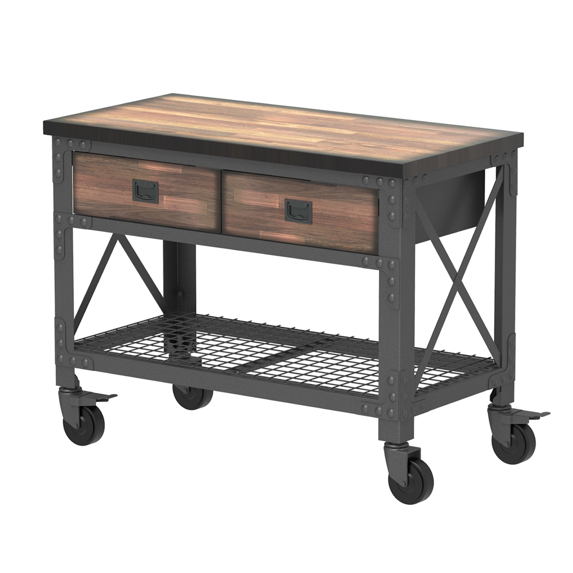 Rolling 48"W Butcher Block Top Workbench - From Where - 