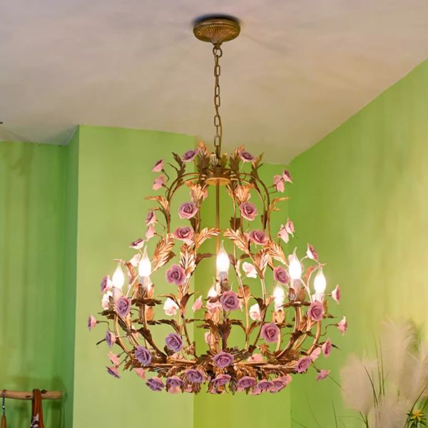 Rose Candelabra Metal Chandelier - From Where - 