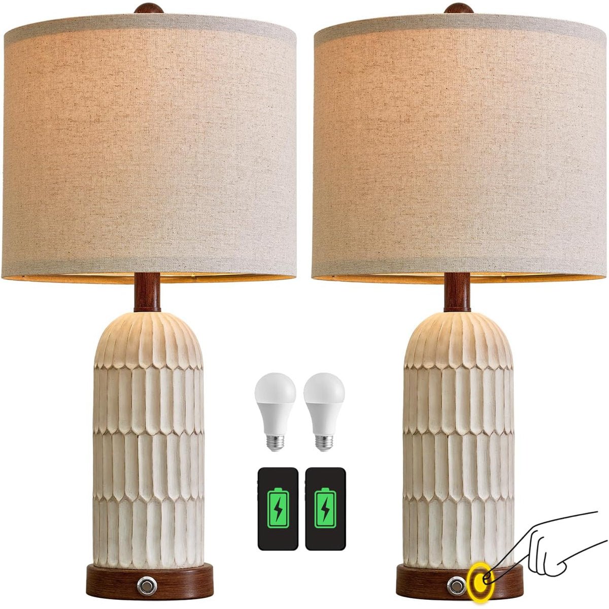 Roslyn Metal USB Table Lamp (Set of 2) - From Where - 