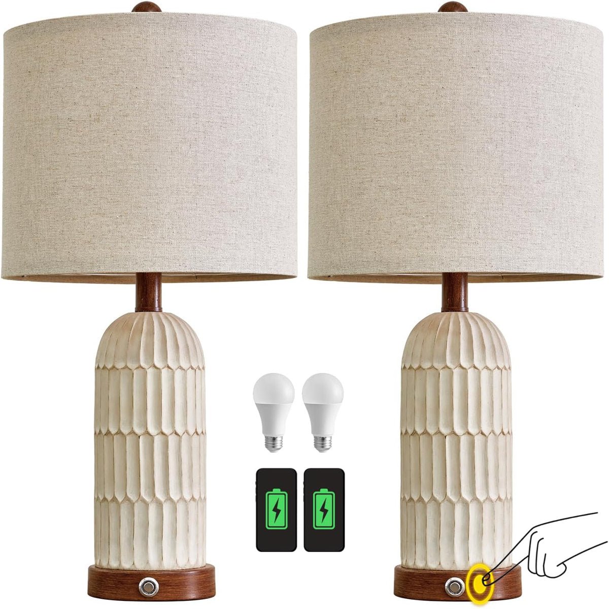 Roslyn Metal USB Table Lamp (Set of 2) - From Where - 