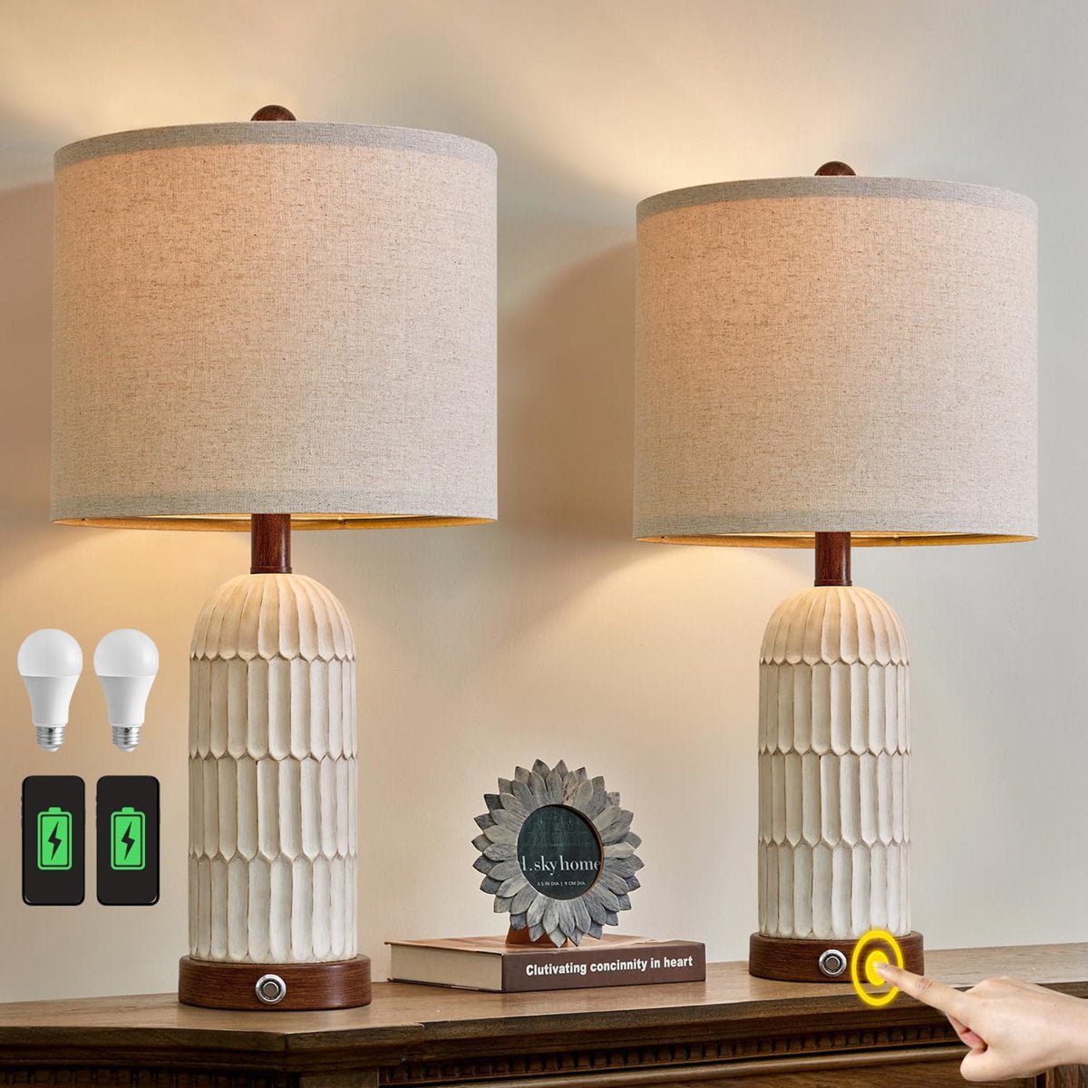 Roslyn Metal USB Table Lamp (Set of 2) - From Where - 